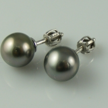Tahitské perly pravé - náušnice 9 mm