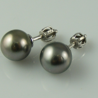 Tahitské perly pravé - náušnice 9 mm