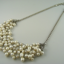 Perlový ocelový náhrdelník - sladkovodní perly